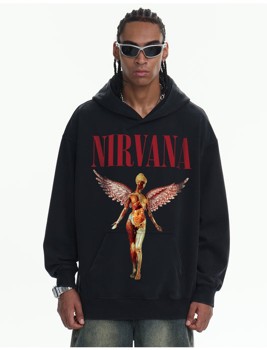 ♛𝔽𝕦𝕤𝕚𝕠𝕟 𝔽𝕠𝕔𝕦𝕤 ♛410G重磅水洗美式復古落肩連帽大學T  FZ-13