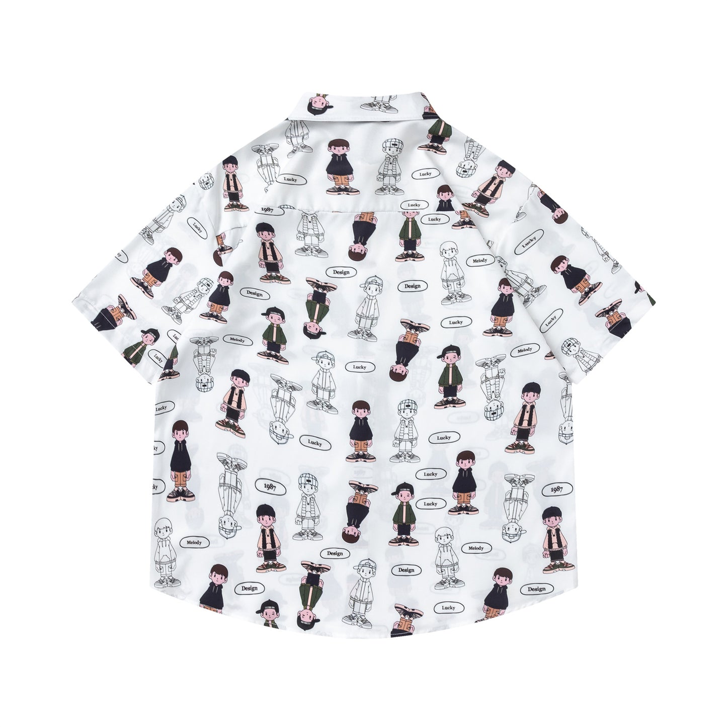 𝕃oose 𝔽it ☞𝟤𝟢𝟤𝟧 ☜日式復古卡通男孩滿印百搭休閒寬鬆襯衫   RF-185