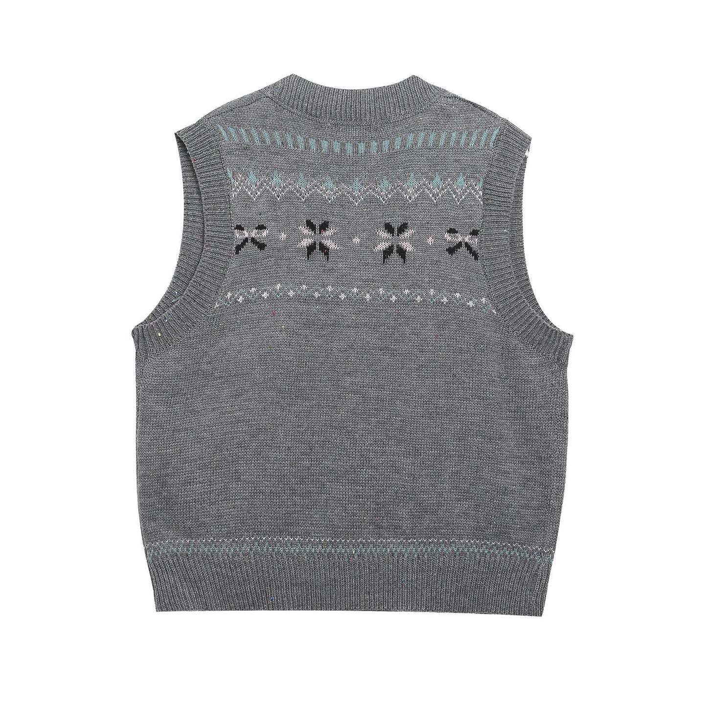 ⓀⓃⒾⓉ𒉽2025秋冬復古疊穿V領針織背心IN-23