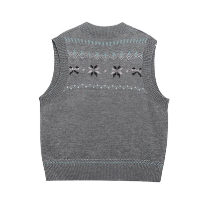 ⓀⓃⒾⓉ𒉽2025秋冬復古疊穿V領針織背心IN-23