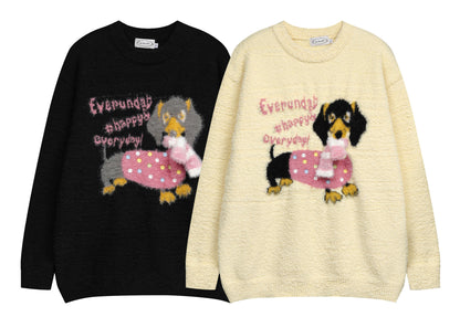 ⓀⓃⒾⓉ𒉽2025秋冬復古可愛臘腸狗針織 M-16