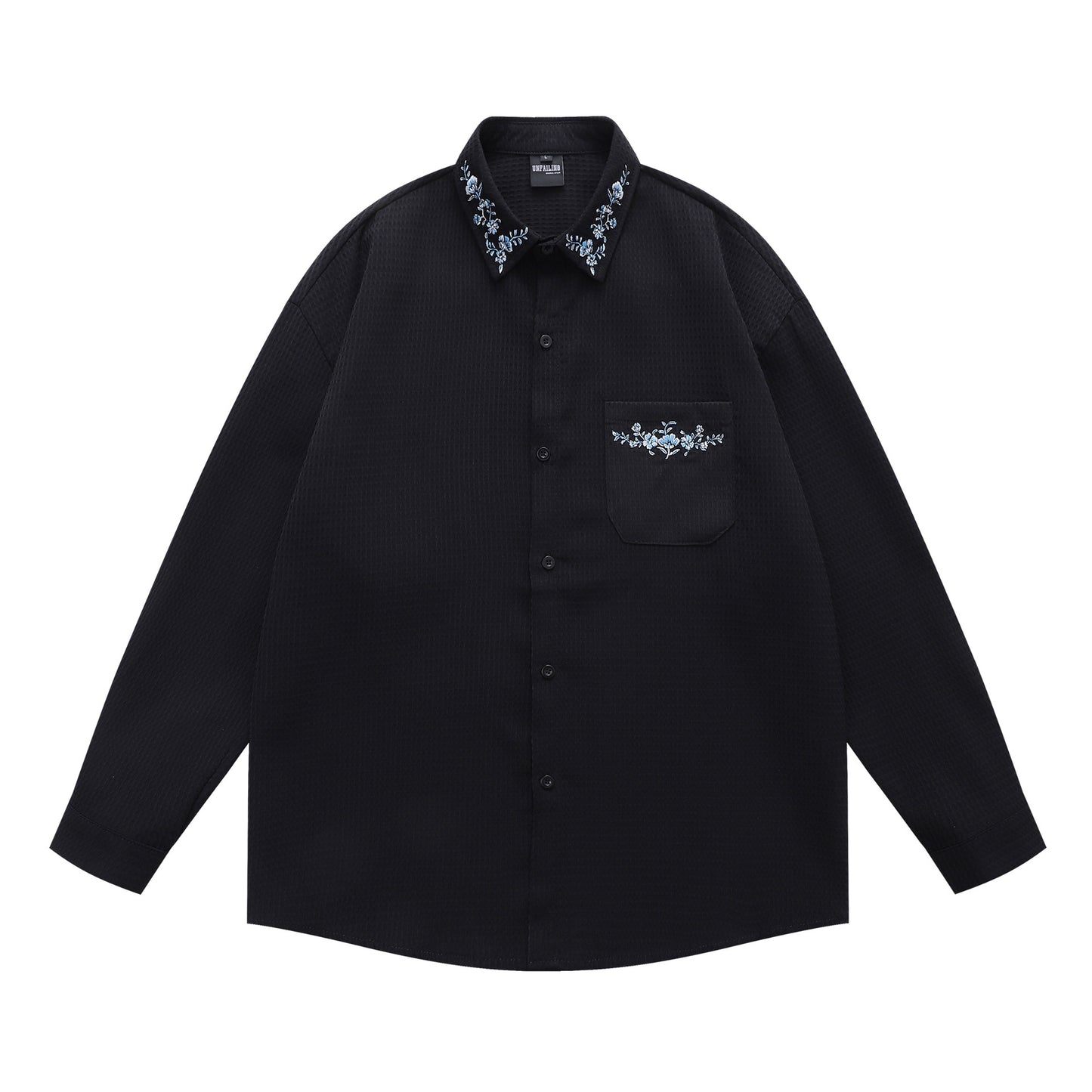 𝔼mbro 𝕊hirt𒉽2025秋冬復古花卉刺繡華夫格襯衫外套Y-86