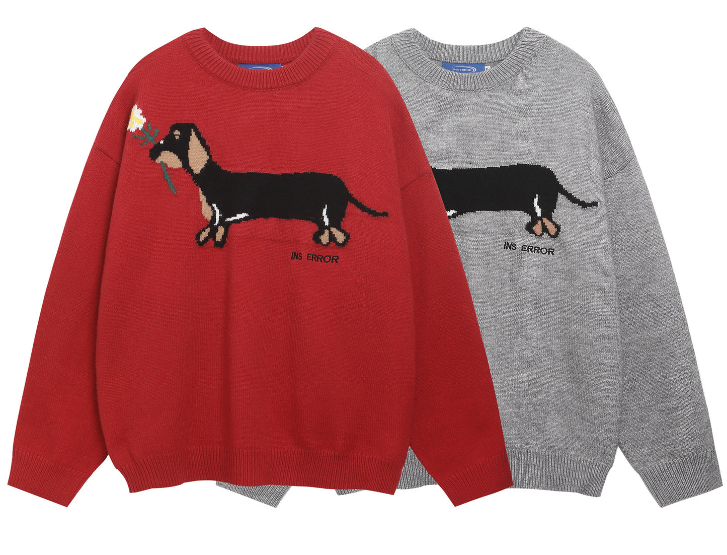 ⓀⓃⒾⓉ𒉽2025秋冬臘腸狗圖案圓領針織 K-57