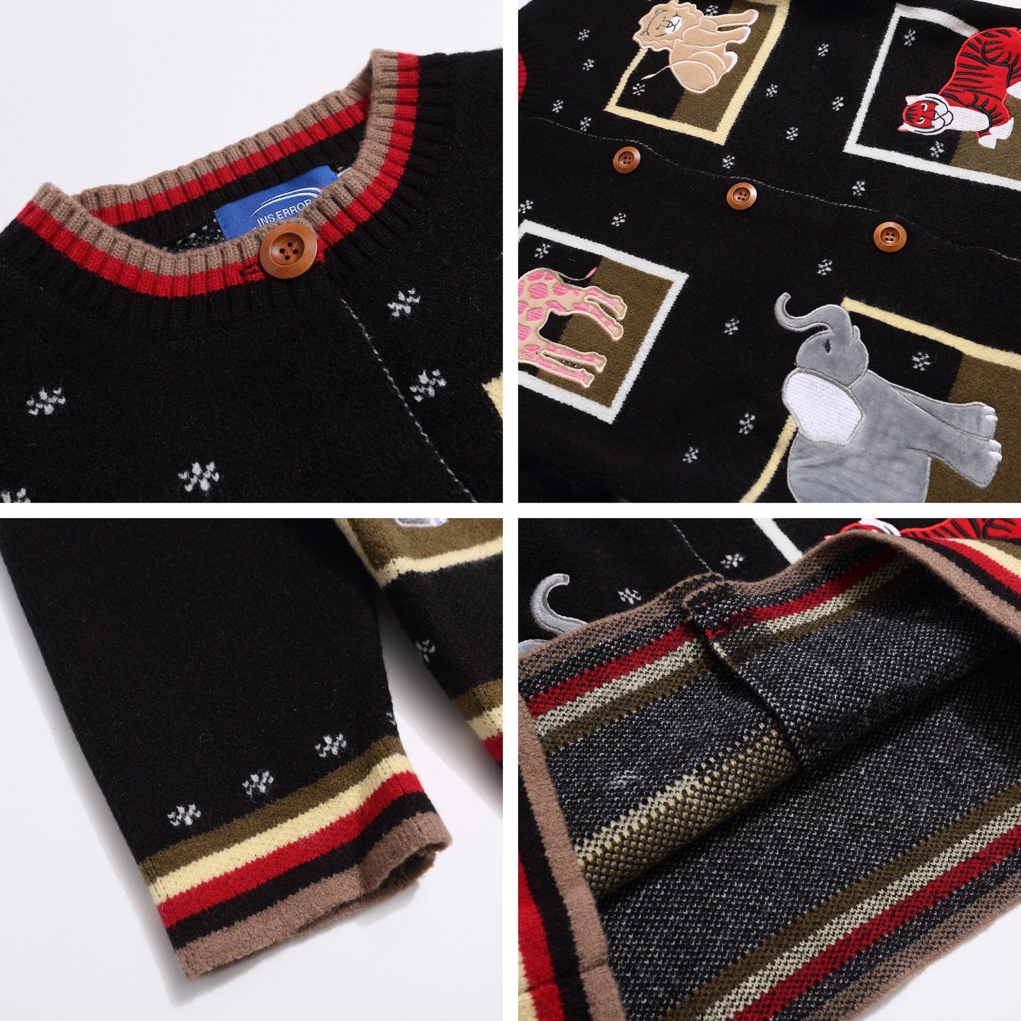 ⓀⓃⒾⓉ𒉽2025秋冬動物貼布繡開襟針織外套K-87