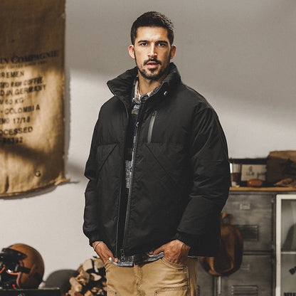 snɔoɟ uoı̣snɟ - 美式黑色短款羽绒服冬季2025新款潮牌休閒寬鬆潮流外套秋冬款 FG-369