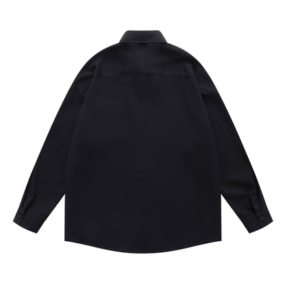 𝔼mbro 𝕊hirt𒉽2025秋冬復古花卉刺繡華夫格襯衫外套Y-86