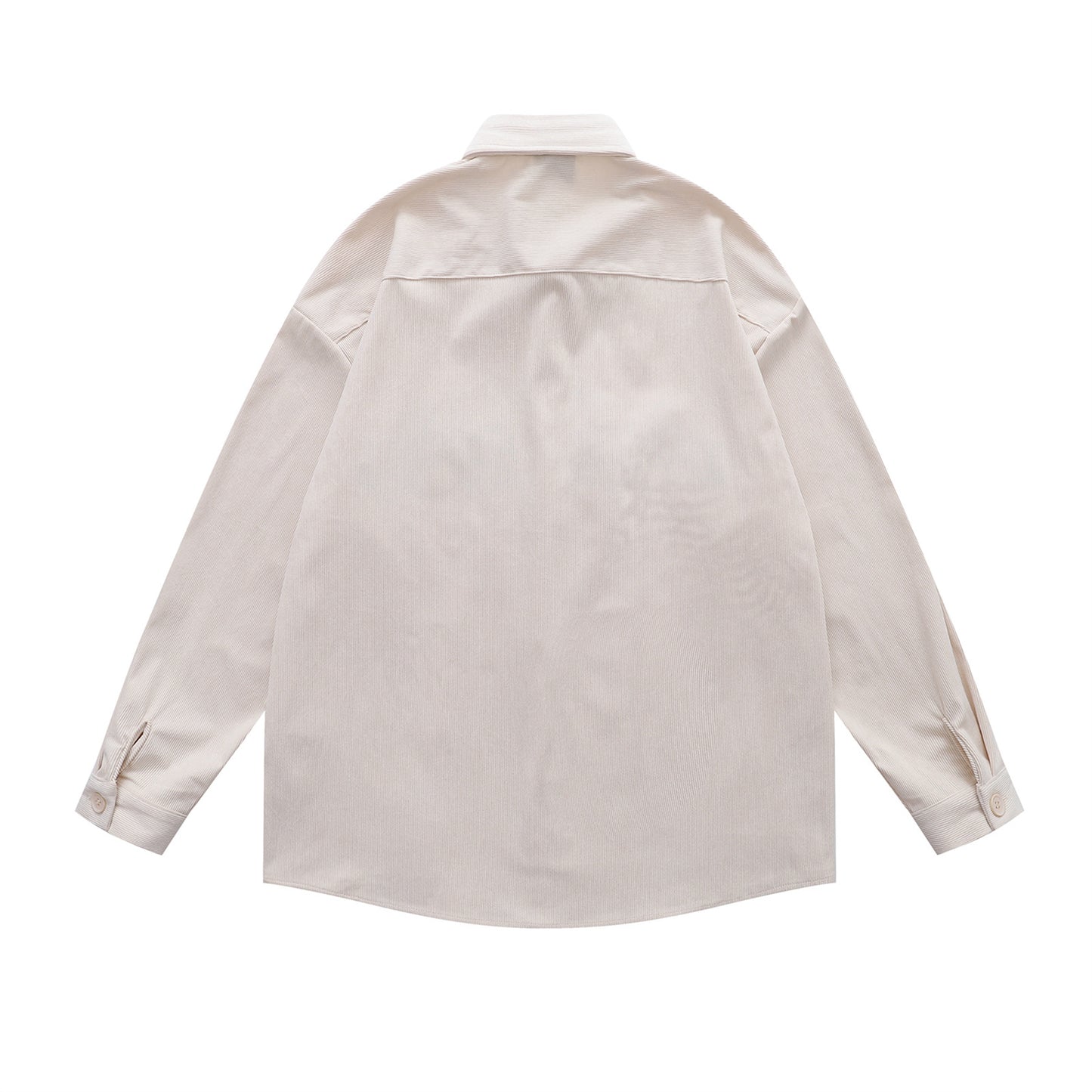 𝔼mbro 𝕊hirt𒉽日式復古刺繡設計感燈芯絨寬鬆襯衫外套(杏色)