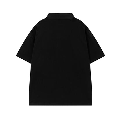 𝕃oose 𝔽it ☞𝟤𝟢𝟤𝟧 ☜美式復古抽象印花翻領寬版上衣 SA-03