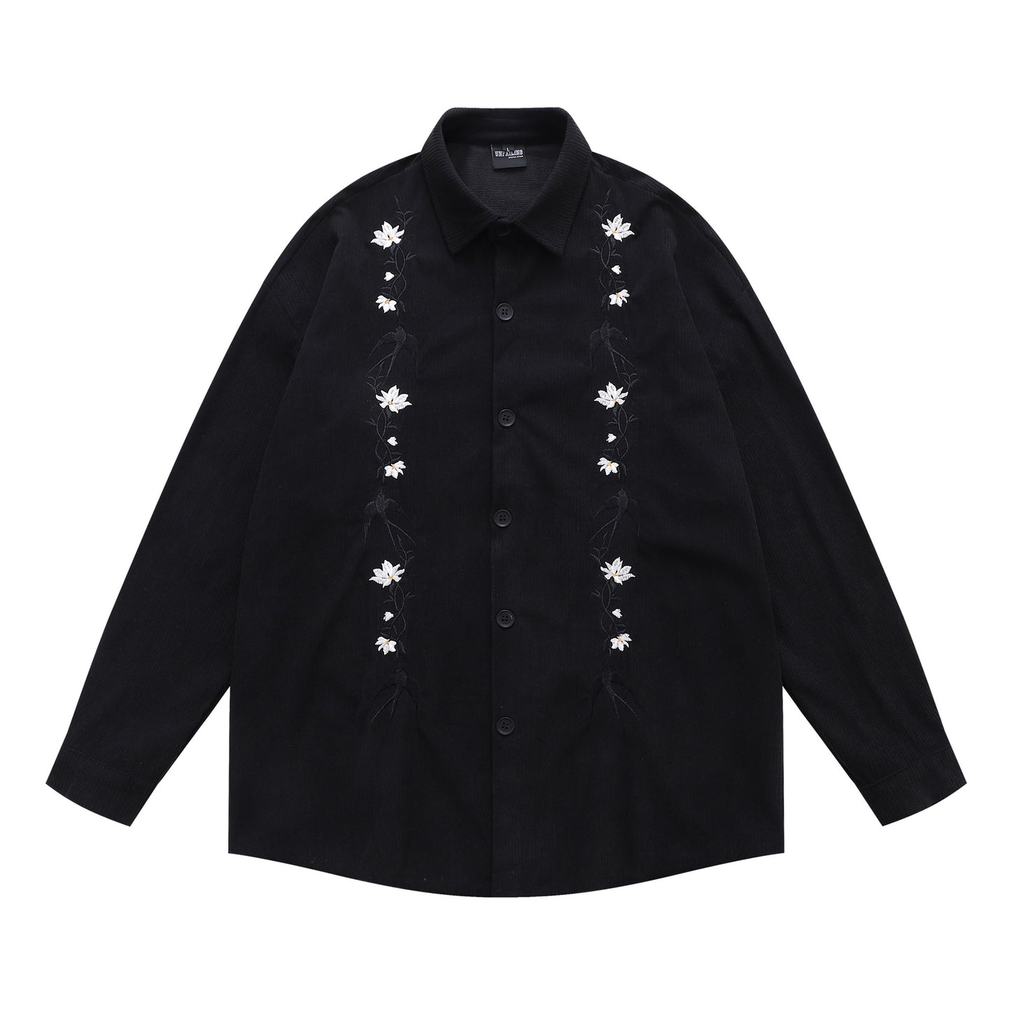 𝔼mbro 𝕊hirt𒉽2025秋冬復古花卉刺繡燈芯絨襯衫外套D-85