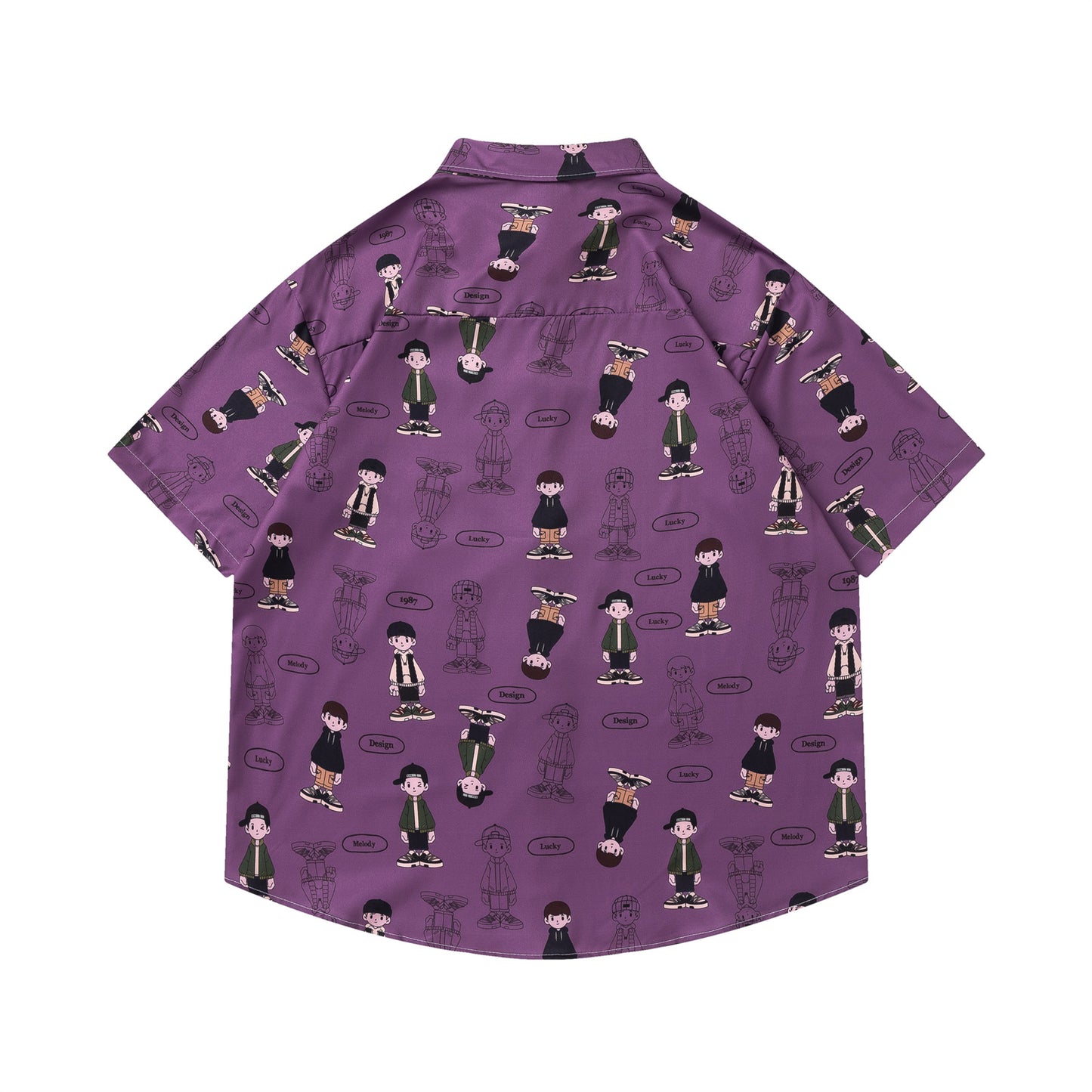 𝕃oose 𝔽it ☞𝟤𝟢𝟤𝟧 ☜日式復古卡通男孩滿印百搭休閒寬鬆襯衫   RF-185