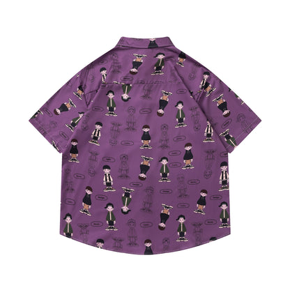 𝕃oose 𝔽it ☞𝟤𝟢𝟤𝟧 ☜日式復古卡通男孩滿印百搭休閒寬鬆襯衫   RF-185