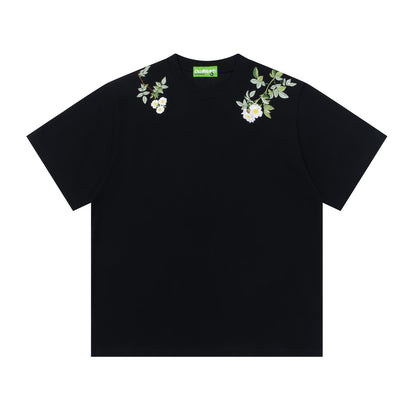 𝕃oose 𝔽it ☞𝟤𝟢𝟤𝟧 ☜美式復古花卉刺繡圓領寬版上衣D-6