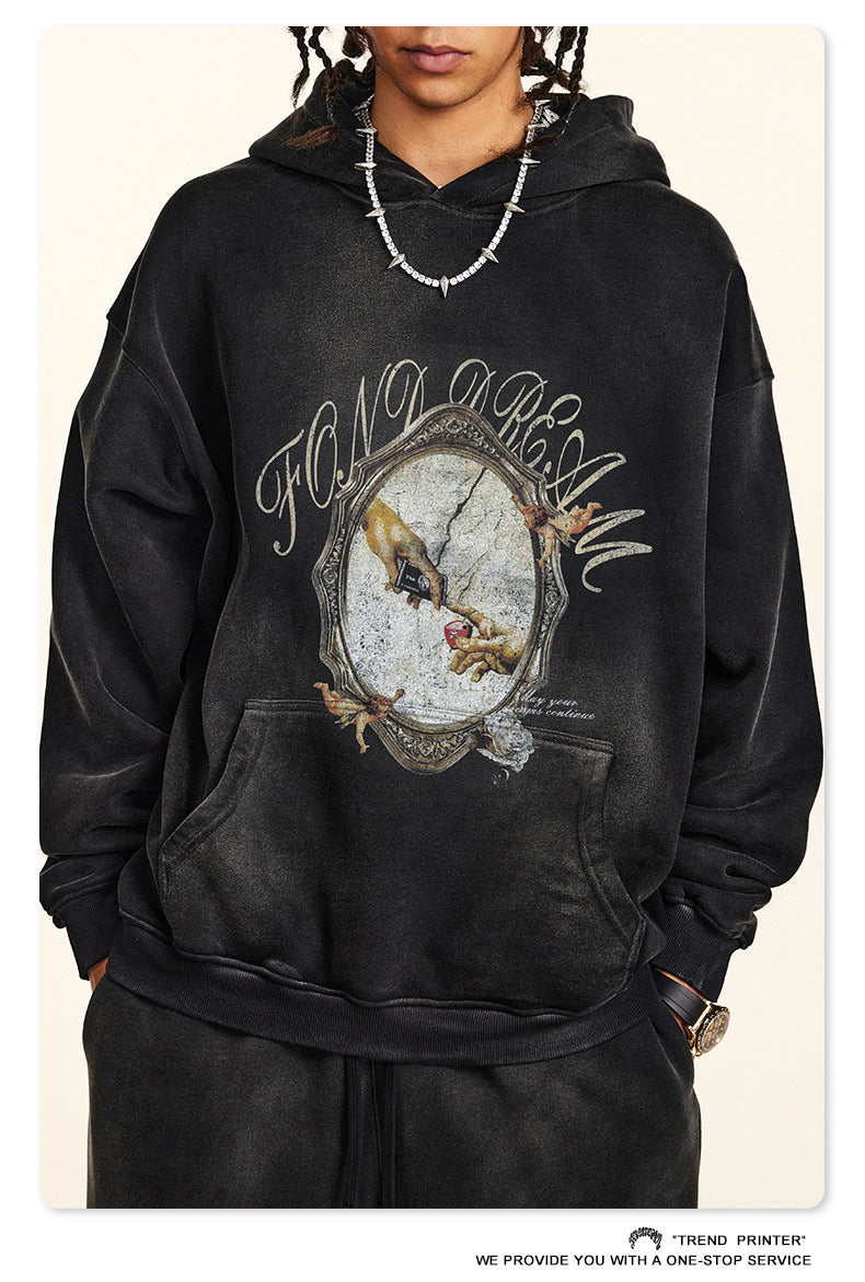 ♛𝔽𝕦𝕤𝕚𝕠𝕟 𝔽𝕠𝕔𝕦𝕤 ♛2025秋冬高磅復古水洗印花帽T B-85