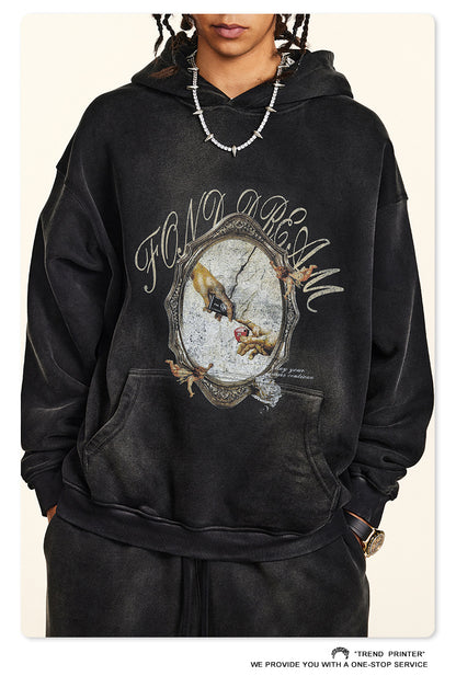 ♛𝔽𝕦𝕤𝕚𝕠𝕟 𝔽𝕠𝕔𝕦𝕤 ♛2025秋冬高磅復古水洗印花帽T B-85