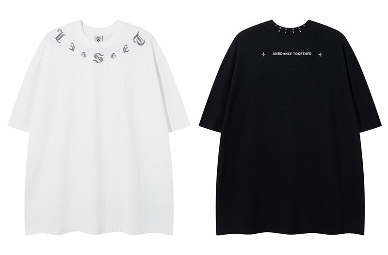 𝕃oose 𝔽it ☞𝟤𝟢𝟤𝟧 ☜美式復古字母刺繡圓領寬版上衣 Y-2