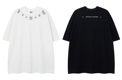 𝕃oose 𝔽it ☞𝟤𝟢𝟤𝟧 ☜美式復古字母刺繡圓領寬版上衣 Y-2