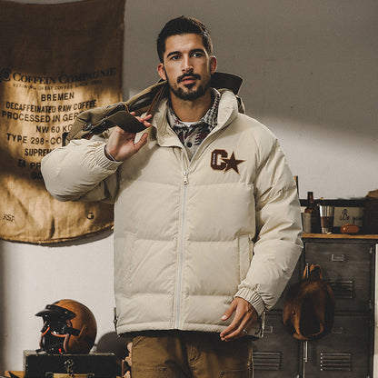 snɔoɟ uoı̣snɟ - 鴨绒羽绒服冬季新款潮牌寬鬆保暖加厚立領麵包外套 FG-347