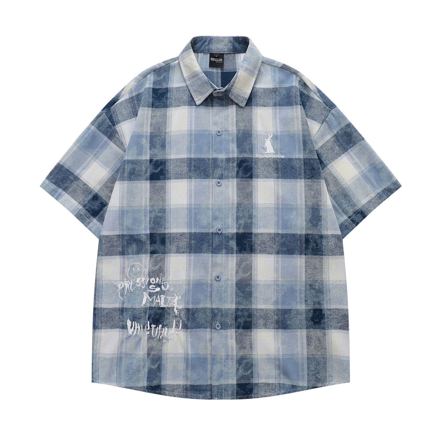 𝔼mbro 𝕊hirt𒉽美式復古可愛刺繡休閒寬鬆襯衫Y-1