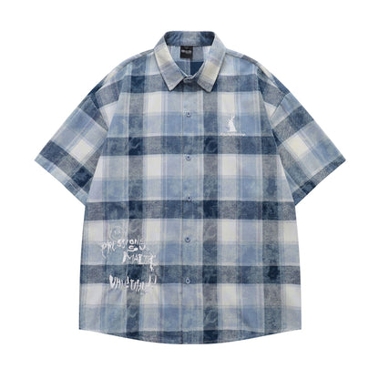 𝔼mbro 𝕊hirt𒉽美式復古可愛刺繡休閒寬鬆襯衫Y-1