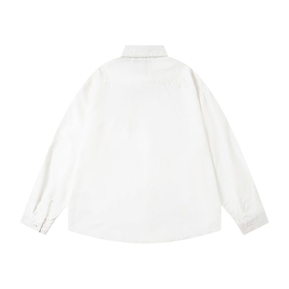 𝔼mbro 𝕊hirt𒉽2025秋冬領帶系列刺繡小花寬鬆襯衫M-369-1