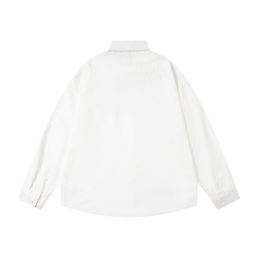 𝔼mbro 𝕊hirt𒉽2025秋冬領帶系列刺繡小花寬鬆襯衫M-369-1