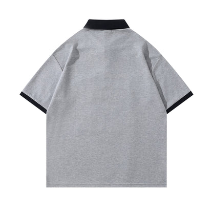 Polo Shirt𒉽美式復古字母印花翻領POLO衫JD-3