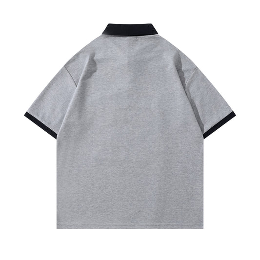 Polo Shirt𒉽美式復古字母印花翻領POLO衫JD-3