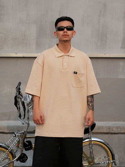 𝔽𝕦𝕤𝕚𝕠𝕟 𝔽𝕠𝕔𝕦𝕤 -ᴄʜɪᴄᴀɴᴏ♠︎悍匪♠︎  POLO六分袖大碼寬鬆HIPHOP街舞嘻哈說唱街頭潮oversize短袖