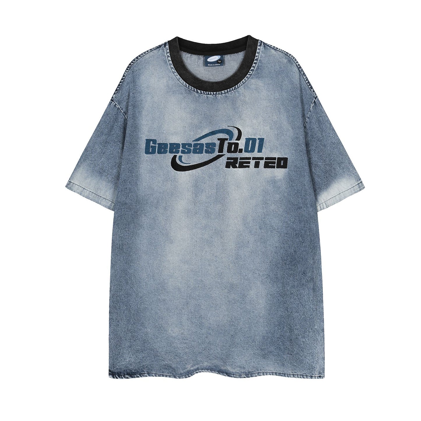 𝕃oose 𝔽it ☞𝟤𝟢𝟤𝟧 ☜美式復古水洗字母圓領寬版上衣G-9