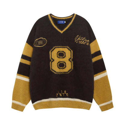 ⓀⓃⒾⓉ𒉽2025秋冬撞色字母慵懶針織 K-89