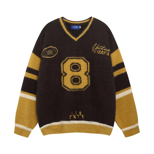 ⓀⓃⒾⓉ𒉽2025秋冬撞色字母慵懶針織 K-89