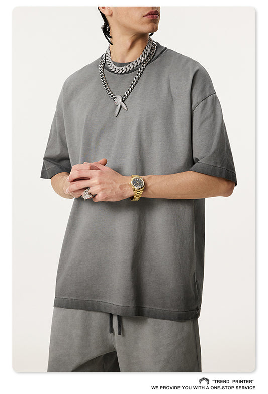 ▶𝔽𝕦𝕤𝕚𝕠𝕟 𝔽𝕠𝕔𝕦𝕤 ⌘𝓦𝓪𝓼𝓱𝓮𝓭 𝔀𝓲𝓷𝓭 ◀  2025夏季歐美高街oversize寬鬆大碼半袖Ｔ恤雙紗平纹圓領短袖  TZ-02