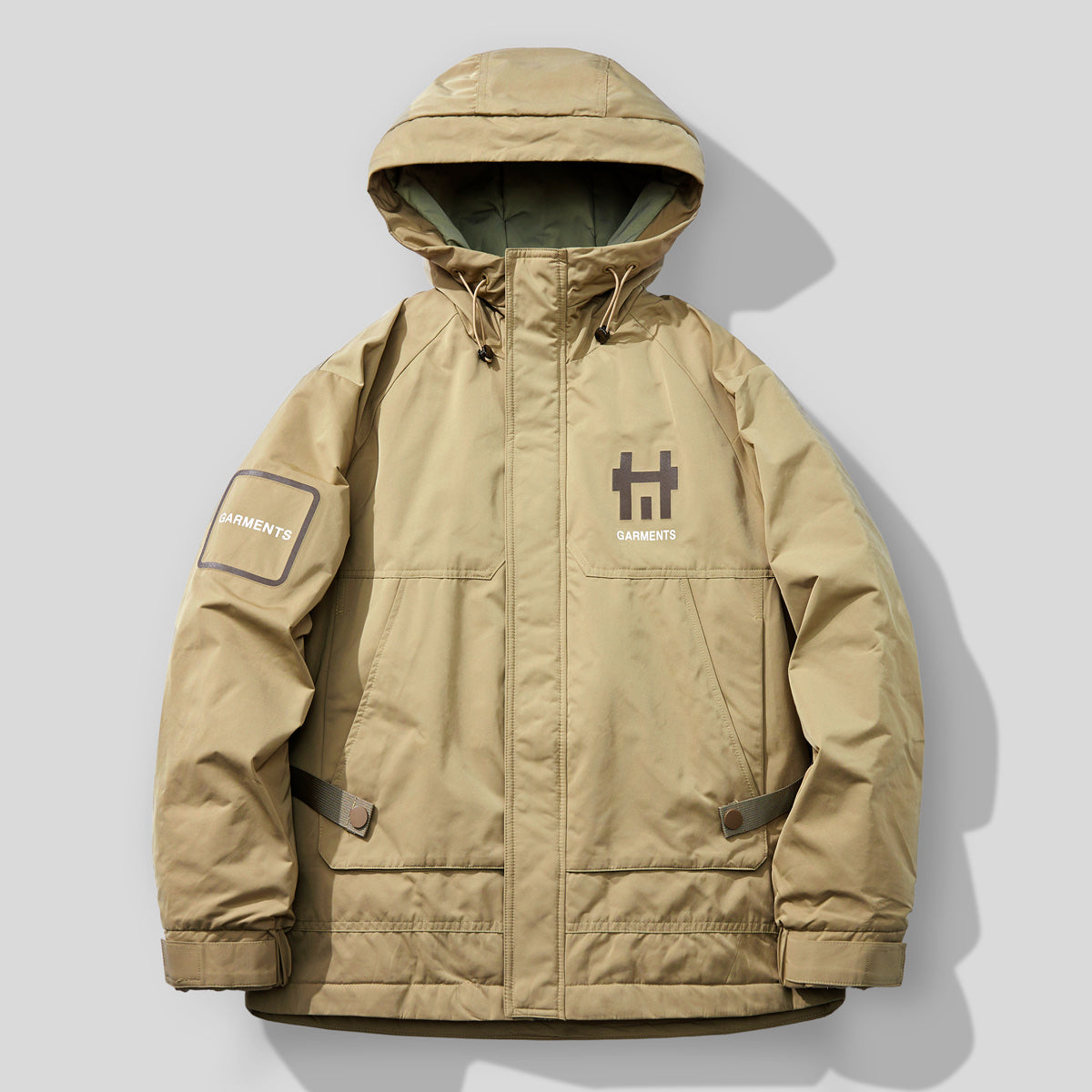 snɔoɟ uoı̣snɟ -格藍鹿保暖羽绒服寬鬆大碼工裝加厚潮牌美式連帽外套 FG-356