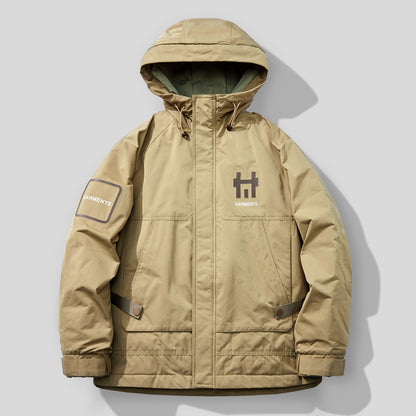 snɔoɟ uoı̣snɟ -格藍鹿保暖羽绒服寬鬆大碼工裝加厚潮牌美式連帽外套 FG-356