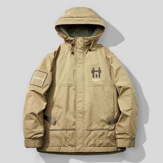 snɔoɟ uoı̣snɟ -格藍鹿保暖羽绒服寬鬆大碼工裝加厚潮牌美式連帽外套 FG-356