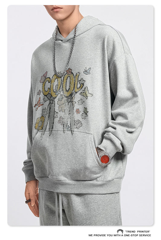 ♛𝔽𝕦𝕤𝕚𝕠𝕟 𝔽𝕠𝕔𝕦𝕤 ♛2025秋冬高磅水洗印花寬鬆落肩帽T 519