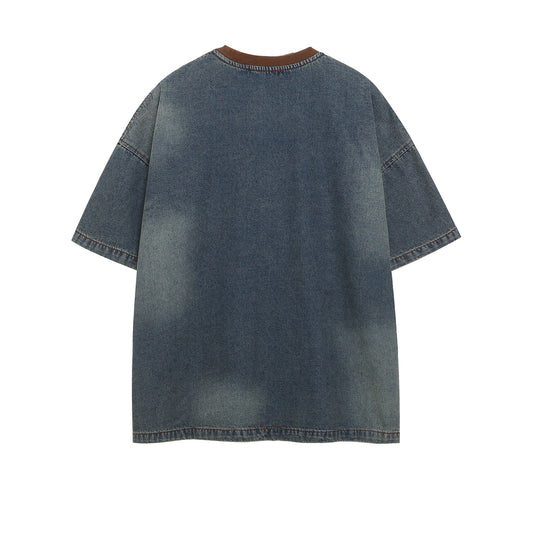 𝕃oose 𝔽it ☞𝟤𝟢𝟤𝟧 ☜美式復古撞色字母圓領男女中性 T-Shirt寬版上衣 IN-095