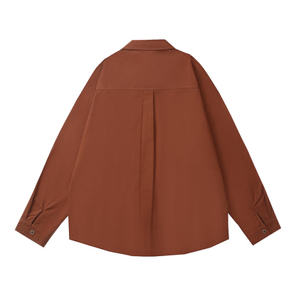 𝔼mbro 𝕊hirt𒉽2025秋冬復古小貓重工刺繡長袖襯衫C-01