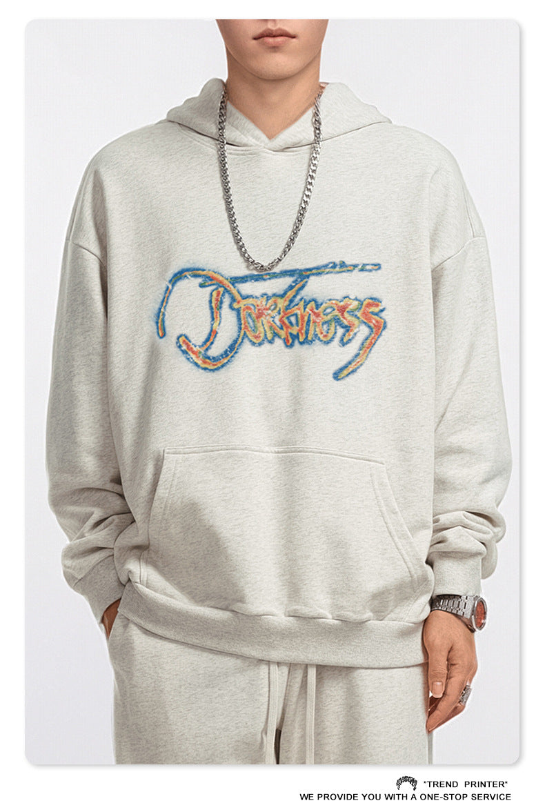 ♛𝔽𝕦𝕤𝕚𝕠𝕟 𝔽𝕠𝕔𝕦𝕤 ♛2025秋冬高磅水洗印花寬鬆落肩帽T 507