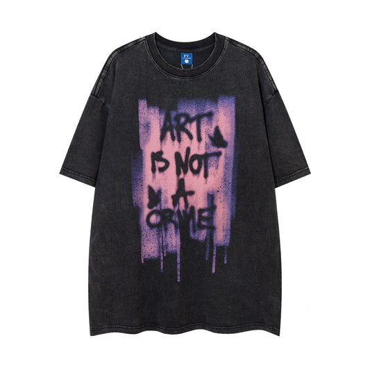 𝕃oose 𝔽it ☞𝟤𝟢𝟤𝟧 ☜美式復古塗鴉印花圓領男女中性 T-Shirt寬版上衣 F-184