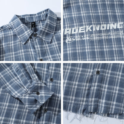 𝔼mbro 𝕊hirt𒉽2025秋冬復古格子寬鬆襯衫JD-8