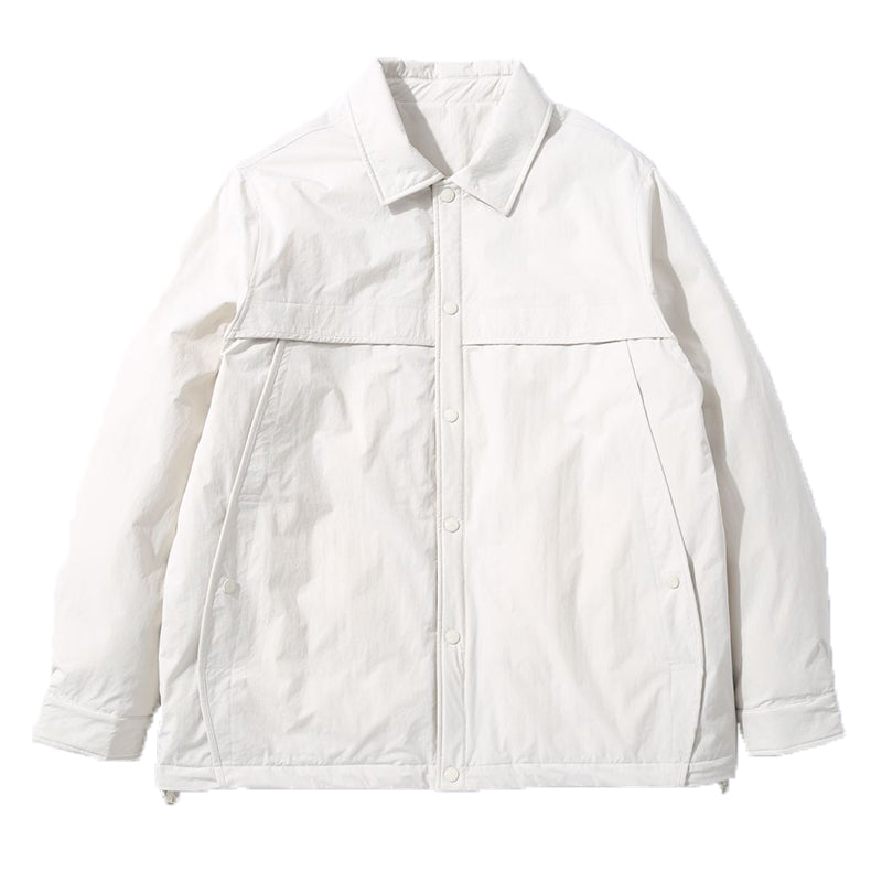 snɔoɟ uoı̣snɟ - 2025潮牌簡約工裝風短款羽绒服男士黑色翻領保暖百搭外套男羽绒服 FG-359