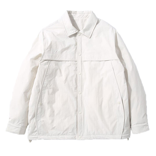 snɔoɟ uoı̣snɟ - 2025潮牌簡約工裝風短款羽绒服男士黑色翻領保暖百搭外套男羽绒服 FG-359