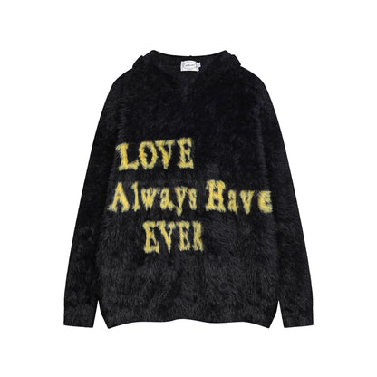 ⓀⓃⒾⓉ𒉽2025秋冬復古字母慵懶風連帽針織 M-19