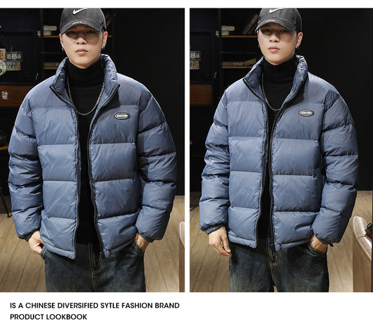 snɔoɟ uoı̣snɟ - 美式復古立領羽絨服2025冬季新款90白鴨絨加厚保暖外套男款 FG-115