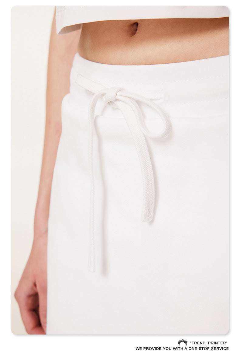 Fierce & Fitted 美式夏季甜妹圓領短T半身裙套裝	N-23 牙白色