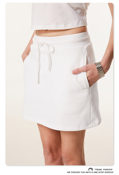 Fierce & Fitted 美式夏季甜妹圓領短T半身裙套裝	N-23 牙白色