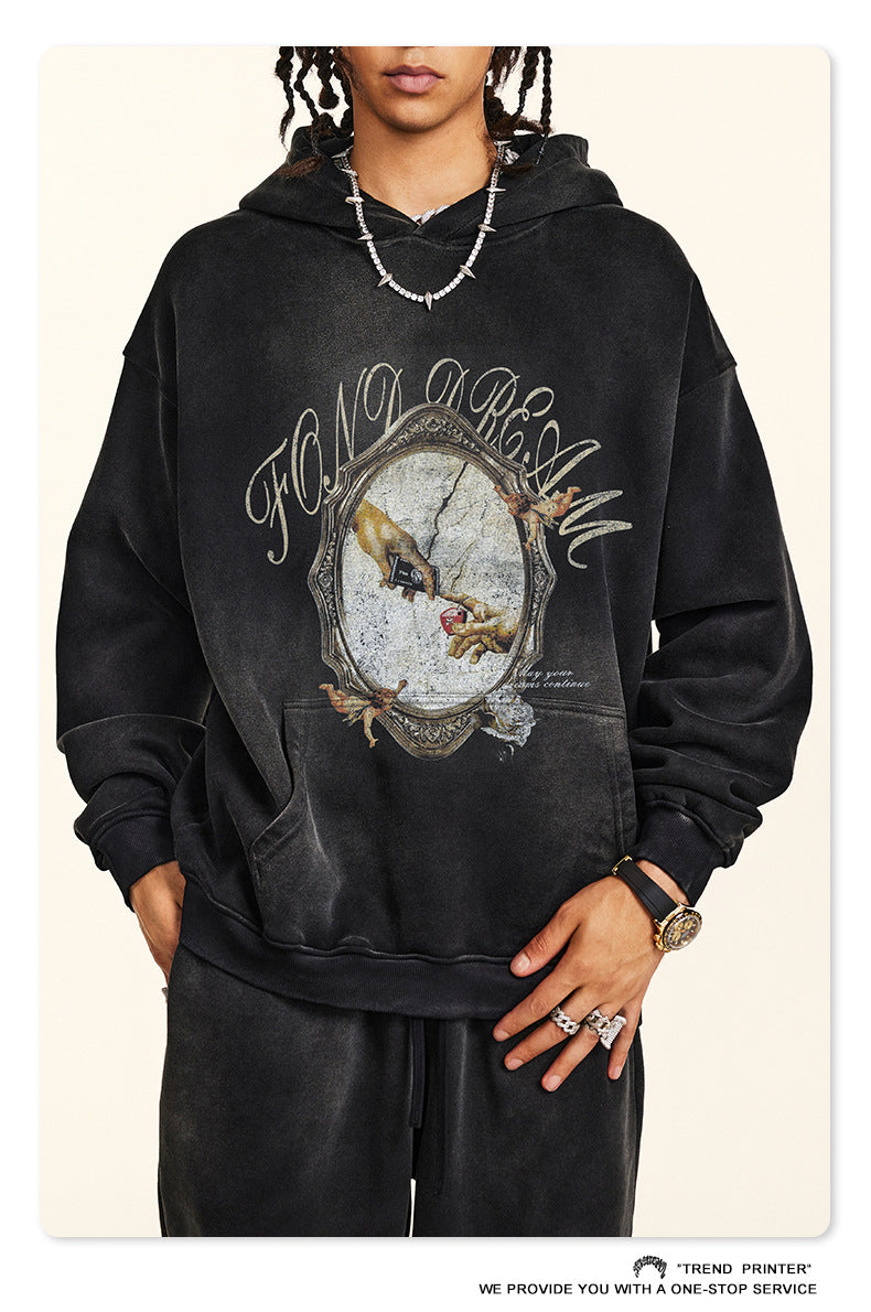 ♛𝔽𝕦𝕤𝕚𝕠𝕟 𝔽𝕠𝕔𝕦𝕤 ♛2025秋冬高磅復古水洗印花帽T B-85