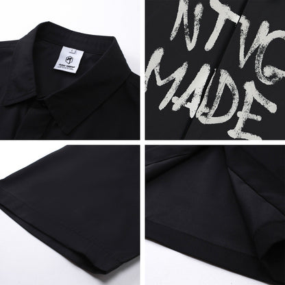 𝕃oose 𝔽it ☞𝟤𝟢𝟤𝟧 ☜春夏新款美式復古字母印花百搭寬鬆休閒襯衫  ɴᴛ𝟢𝟦 (白色)