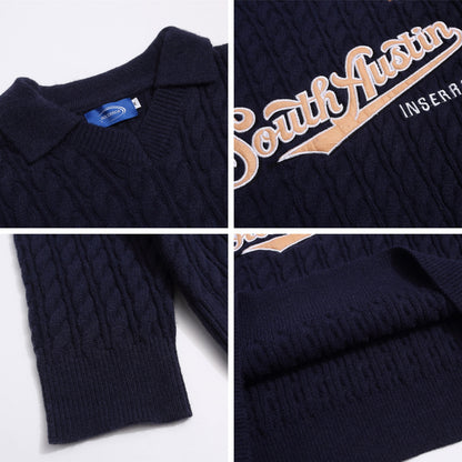 ⓀⓃⒾⓉ𒉽2025秋冬美式復古字母刺繡慵懶針織 K-08